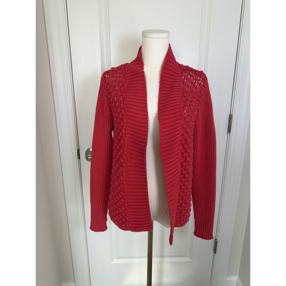 Chico's Women's Open Front Crochet Cardigan Poppy Penelope Sweater Sz 2 Large